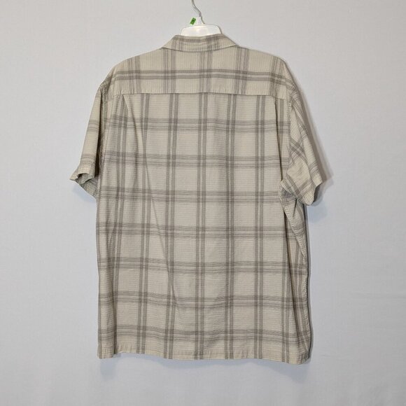 VAN HEUSEN Men's Textured Beige Plaid Short Sleeve Button Dress Shirt; Size XXL - Picture 2 of 6